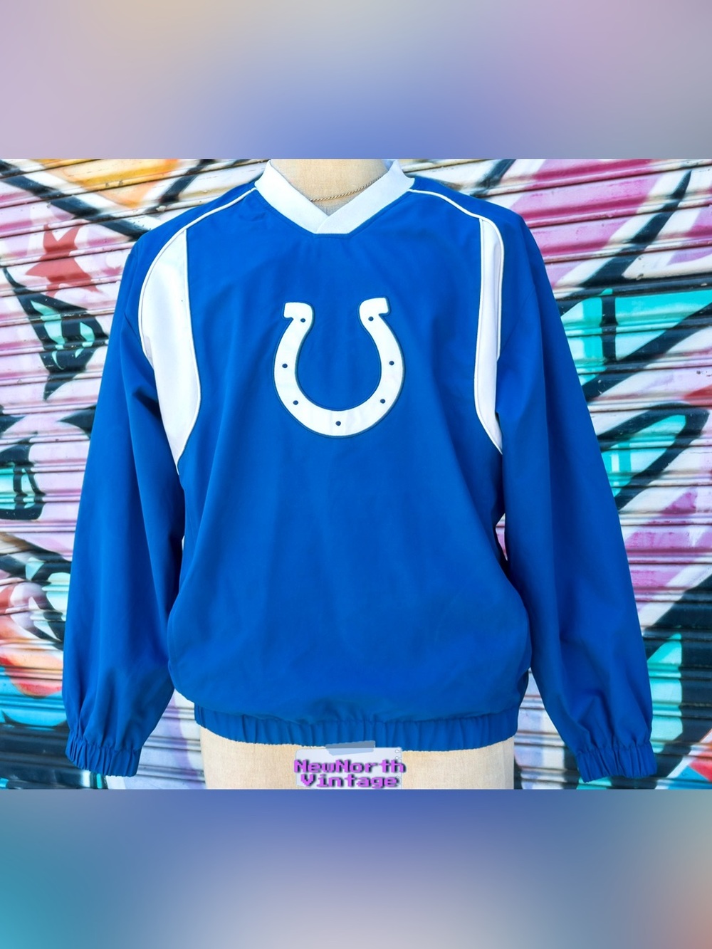 INDIANAPOLIS COLTS Vintage Windbreaker size Medium (V-Neck Pullover) | Blue